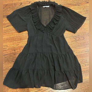 Zara Sheer Ruffle Flouncy Mini Dress